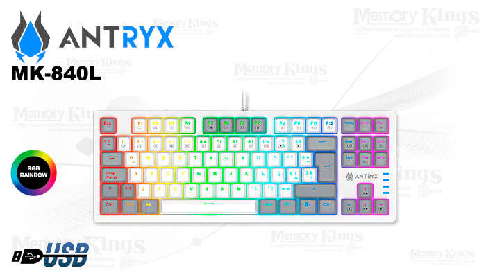 TECLADO Gaming ANTRYX MK-840L MECANICO TKL SW BLUE RGB WHITE
